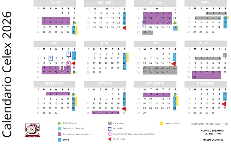 Calendario CELEX 2026 sabatino